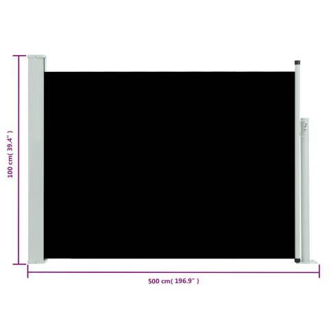 Wysuwana markiza boczna na taras, 100 x 500 cm, czarna Wysuwana markiza boczna na taras, 100 x 500 cm, czarna