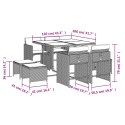  9-cz. zestaw mebli ogrodowych z poduszkami, czarny, rattan PE