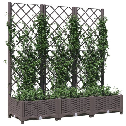 Donica ogrodowa z kratką, brązowa, 120x40x121,5 cm, PP Donica ogrodowa z kratką, brązowa, 120x40x121,5 cm, PP