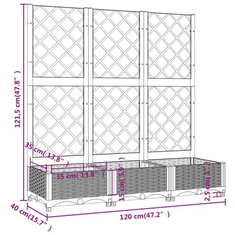 Donica ogrodowa z kratką, brązowa, 120x40x121,5 cm, PP Donica ogrodowa z kratką, brązowa, 120x40x121,5 cm, PP