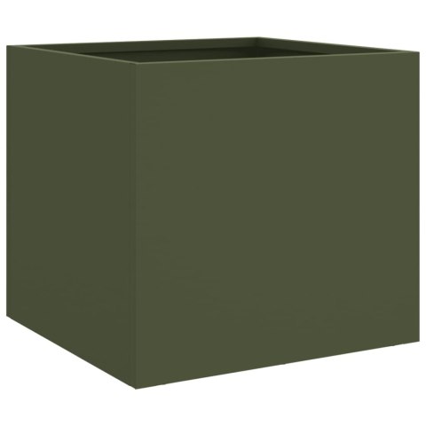 Donica, oliwkowa, 32x30x29 cm, stal Donica, oliwkowa, 32x30x29 cm, stal