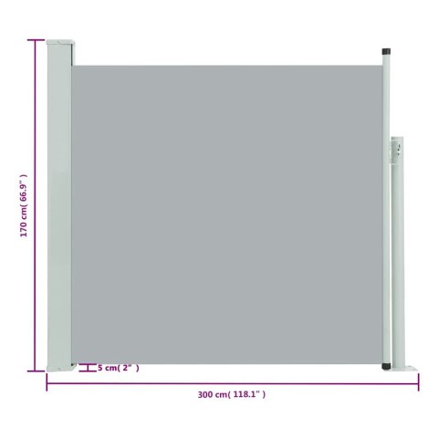Wysuwana markiza boczna na taras, 170 x 300 cm, szara Wysuwana markiza boczna na taras, 170 x 300 cm, szara