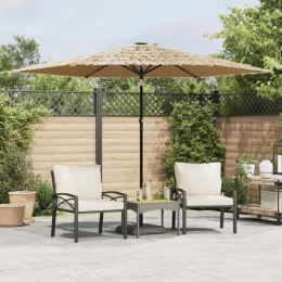  Parasol ogrodowy z LED, stalowy słupek, brązowy, 288x288x225 cm