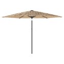  Parasol ogrodowy z LED, stalowy słupek, brązowy, 288x288x225 cm