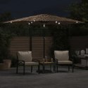  Parasol ogrodowy z LED, stalowy słupek, brązowy, 288x288x225 cm