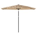  Parasol ogrodowy z LED, stalowy słupek, brązowy, 288x288x225 cm