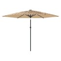  Parasol ogrodowy z LED, stalowy słupek, brązowy, 288x288x225 cm