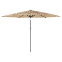  Parasol ogrodowy z LED, stalowy słupek, brązowy, 288x288x225 cm