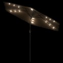  Parasol ogrodowy z LED, stalowy słupek, brązowy, 288x288x225 cm