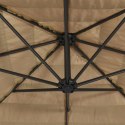  Parasol ogrodowy z LED, stalowy słupek, brązowy, 288x288x225 cm