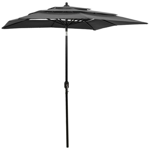  3-poziomowy parasol na aluminiowym słupku, antracytowy, 2x2 m