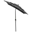  3-poziomowy parasol na aluminiowym słupku, antracytowy, 2x2 m