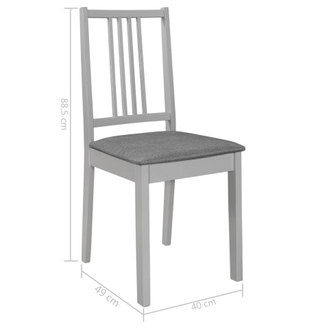 Krzesła z poduszkami, 2 szt., szare, lite drewno Krzesła z poduszkami, 2 szt., szare, lite drewno