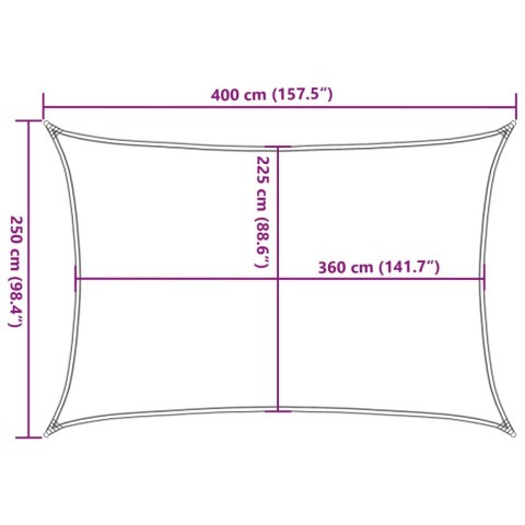 Żagiel przeciwsloneczny, 160 g/m², antracytowy, 2,5x4 m, HDPE Żagiel przeciwsloneczny, 160 g/m², antracytowy, 2,5x4 m, HDPE