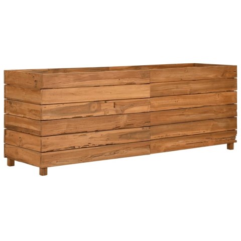 Podwyższona donica 150x40x55 cm drewno tekowe z recyklingu/stal Podwyższona donica 150x40x55 cm drewno tekowe z recyklingu/stal