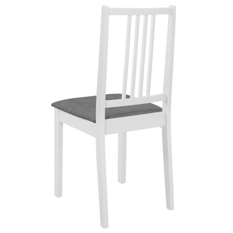 Krzesła z poduszkami, 4 szt., białe, lite drewno Krzesła z poduszkami, 4 szt., białe, lite drewno