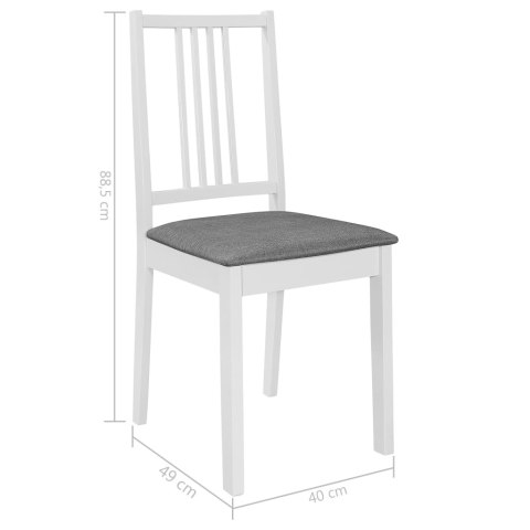 Krzesła z poduszkami, 4 szt., białe, lite drewno Krzesła z poduszkami, 4 szt., białe, lite drewno