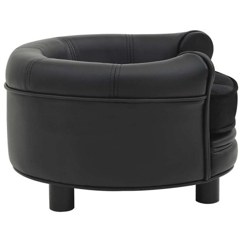 Sofa dla psa, czarna, 48x48x32 cm, plusz i sztuczna skóra Sofa dla psa, czarna, 48x48x32 cm, plusz i sztuczna skóra