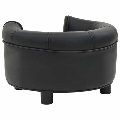 Sofa dla psa, czarna, 48x48x32 cm, plusz i sztuczna skóra Sofa dla psa, czarna, 48x48x32 cm, plusz i sztuczna skóra