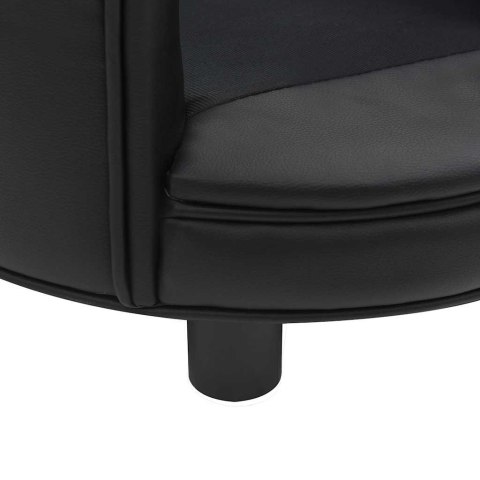 Sofa dla psa, czarna, 48x48x32 cm, plusz i sztuczna skóra Sofa dla psa, czarna, 48x48x32 cm, plusz i sztuczna skóra