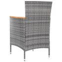  9-cz. zestaw mebli ogrodowych z poduszkami, rattan PE, szary