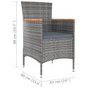  9-cz. zestaw mebli ogrodowych z poduszkami, rattan PE, szary