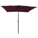  3-poziomowy parasol na aluminiowym słupku, bordowy, 2,5x2,5 m