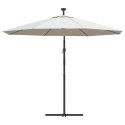  Parasol ogrodowy wiszący, światła LED, 300 cm, metal, piaskowy