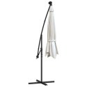  Parasol ogrodowy wiszący, światła LED, 300 cm, metal, piaskowy