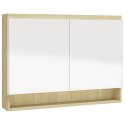  Szafka łazienkowa z lustrem, 80x15x60 cm, MDF, biel i dąb
