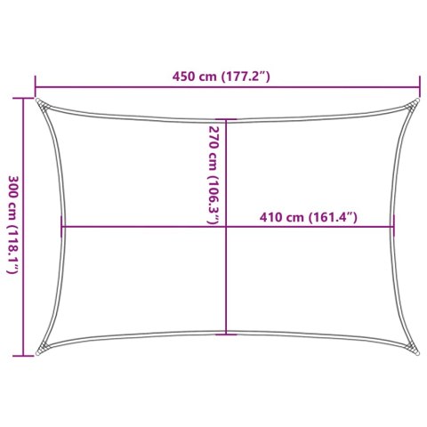 Żagiel przeciwsłoneczny, 160 g/m², biały, 3x4,5 m, HDPE Żagiel przeciwsłoneczny, 160 g/m², biały, 3x4,5 m, HDPE