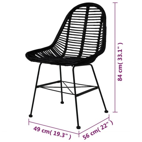 Krzesła stołowe, 6 szt., czarne, naturalny rattan Krzesła stołowe, 6 szt., czarne, naturalny rattan