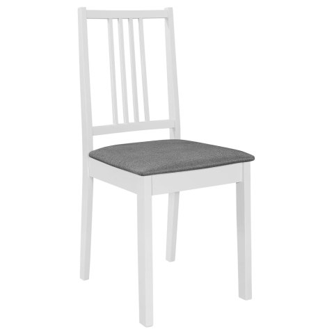 Krzesła z poduszkami, 6 szt., białe, lite drewno Krzesła z poduszkami, 6 szt., białe, lite drewno