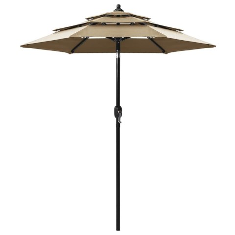  3-poziomowy parasol na aluminiowym słupku, kolor taupe, 2 m