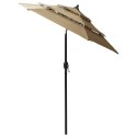  3-poziomowy parasol na aluminiowym słupku, kolor taupe, 2 m