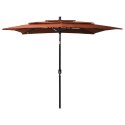  3-poziomowy parasol na aluminiowym słupku, terakotowy 2,5x2,5 m