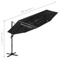  4-poziomowy parasol na aluminiowym słupku, czarny, 3x3 m
