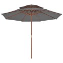  Parasol ogrodowy z podwójnym daszkiem, 270 cm, antracytowy