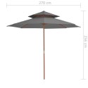  Parasol ogrodowy z podwójnym daszkiem, 270 cm, antracytowy