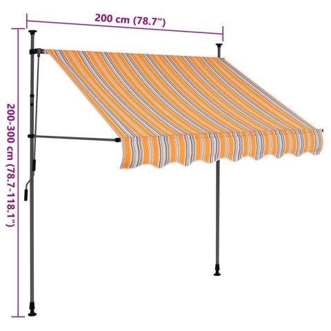 Ręcznie zwijana markiza z LED, 200 cm, żółto-niebieska Ręcznie zwijana markiza z LED, 200 cm, żółto-niebieska