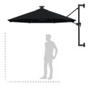  Parasol ogrodowy z LED, ścienny, 300 cm, czarny