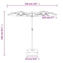  Podwójny parasol ogrodowy z LED, czarny, 316x240 cm