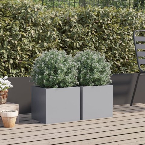 VidaXL Donice, 2 szt., srebrne, 32x30x29 cm, stal galwanizowana VidaXL Donice, 2 szt., srebrne, 32x30x29 cm, stal galwanizowana