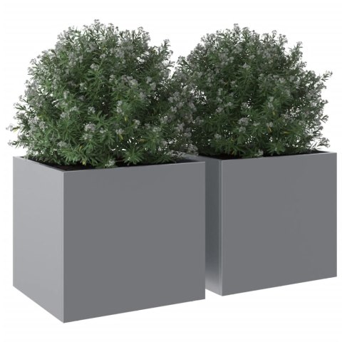 VidaXL Donice, 2 szt., srebrne, 32x30x29 cm, stal galwanizowana VidaXL Donice, 2 szt., srebrne, 32x30x29 cm, stal galwanizowana