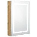  Szafka łazienkowa z lustrem i LED, biel i dąb, 50x13x70 cm