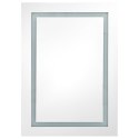  Szafka łazienkowa z lustrem i LED, biel i dąb, 50x13x70 cm