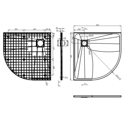 Brodzik prysznicowy, SMC, biały, 90 x 90 cm Brodzik prysznicowy, SMC, biały, 90 x 90 cm