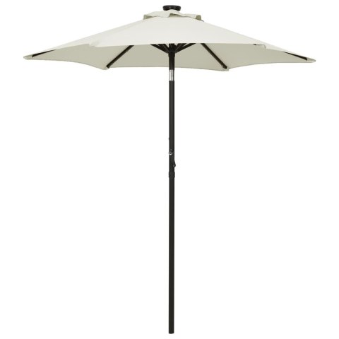  Parasol ogrodowy z LED, piaskowy, 200x211 cm, aluminium