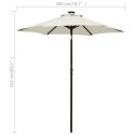  Parasol ogrodowy z LED, piaskowy, 200x211 cm, aluminium