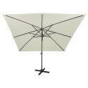  Parasol wiszący z lampkami LED i słupkiem, 300 cm, piaskowy